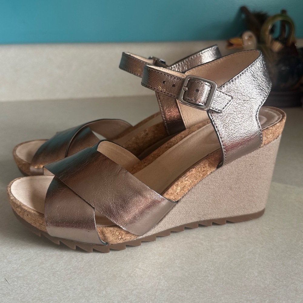 Clarks Metallic Brown Wedge Sandals